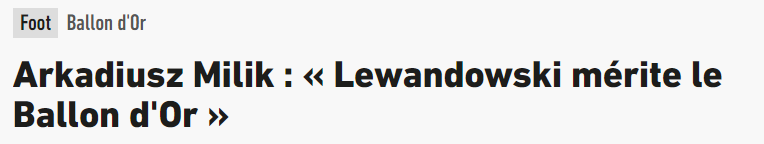 波兰前锋：莱万配得上金球奖