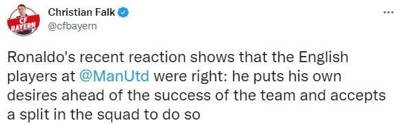 法尔克：C罗将个人意愿凌驾于球队，造成球队分裂