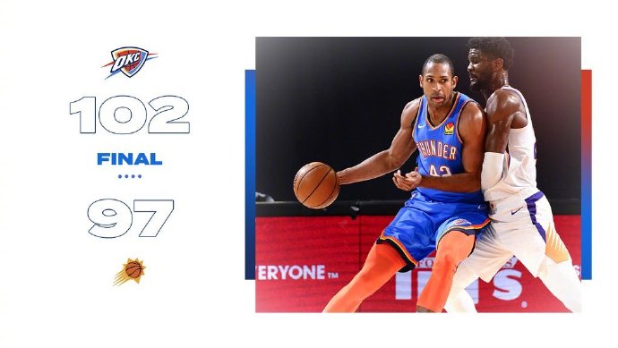 雷霆102-97击落太阳 霍福德21+11 保罗32+5+5