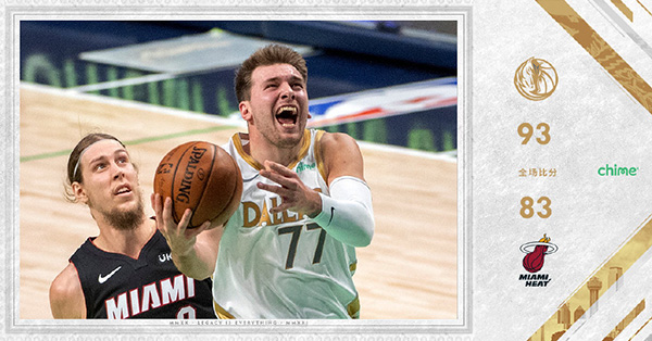 NBA简报：独行侠93-83轻取热火 东契奇27+15+7