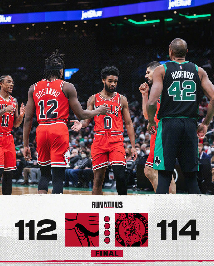 绿军114-112逆转公牛 塔图姆23+12 罗威14+13 德罗赞23+8+7