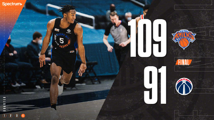 尼克斯109-91大胜奇才 兰德尔24+18 威少空砍23+9+10