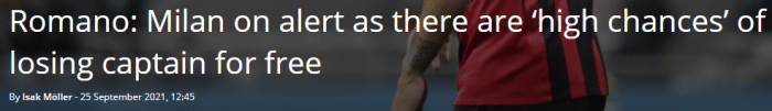 罗马诺：罗马尼奥利大概率明夏自由离开米兰