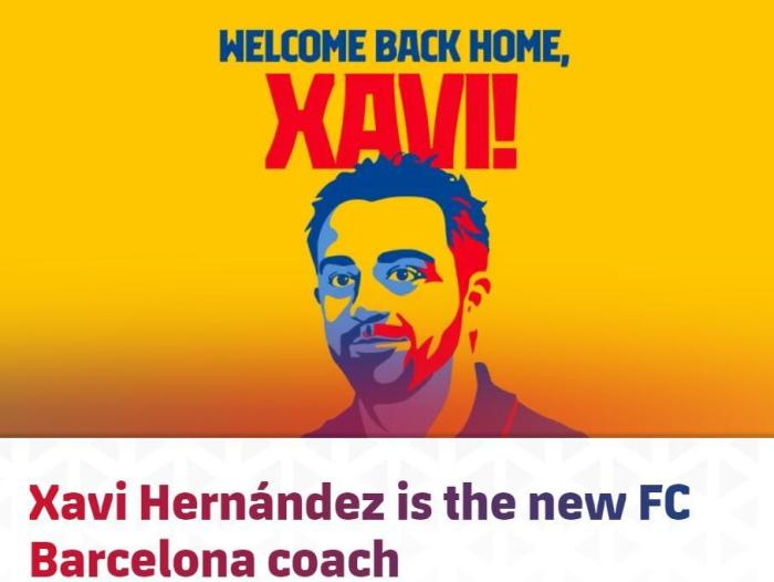 官方：哈维出任巴萨主帅