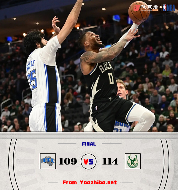 雄鹿114-109险胜魔术杀入四强 字母哥37+7 利拉德关键5分