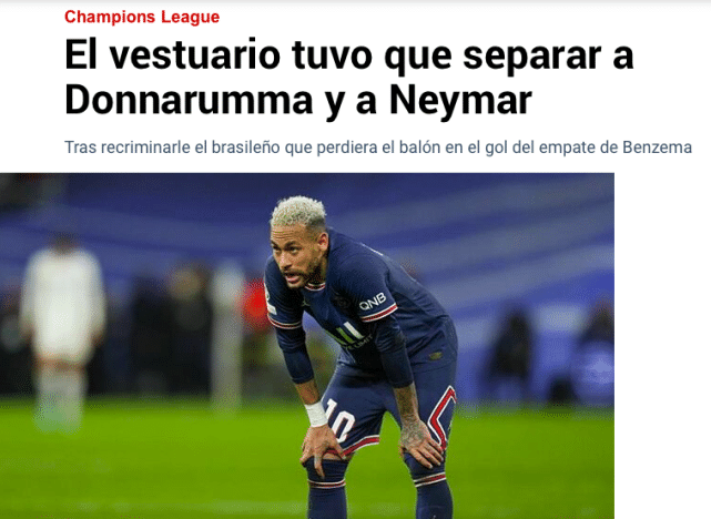 大巴黎出局后内讧？曝内马尔和失误门神更衣室激烈争吵！双方险些动手