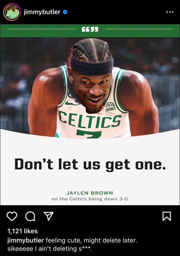 巴特勒霸气庆祝：握拳鼓掌 美女举牌 爆粗挑衅联盟最强