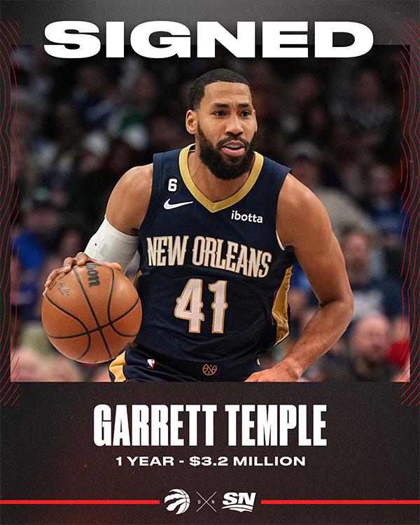 37岁老将1年320万签约猛龙：14年换12队再就业 坦普尔继续征战NBA