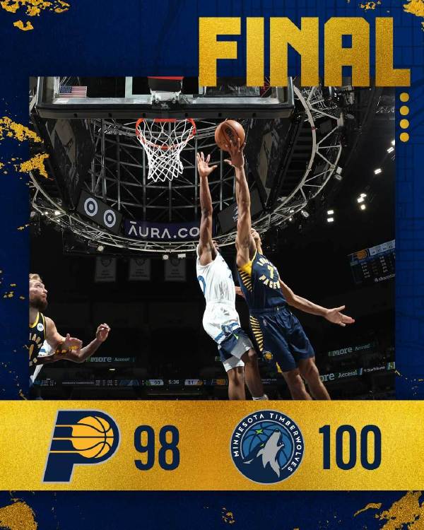 森林狼100-98险胜步行者 唐斯32+8 爱德华兹21+9 萨博尼斯16+25+10