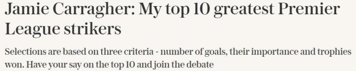 卡拉格评英超10大前锋: 亨利第一, 阿圭罗第二