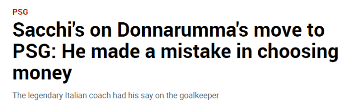 萨基：多纳鲁马选择钱是错误的，我和他父母说过