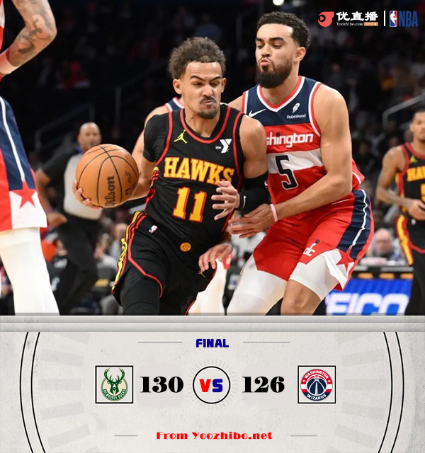 老鹰130-126力克奇才 吹杨40+13 D-穆雷32分 库兹马38+8